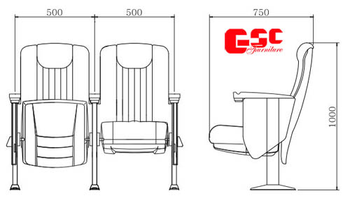 Bản vẽ kỹ thuật ghế rạp chiếu phim GSC MS-617