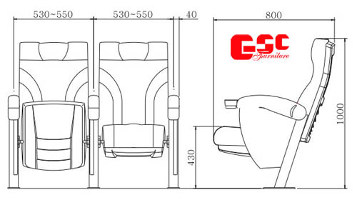 Bản vẽ kỹ thuật ghế rạp chiếu phim GSC MS-619