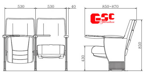 Bản vẽ kỹ thuật ghế hội trường GSC MS-623-1TB