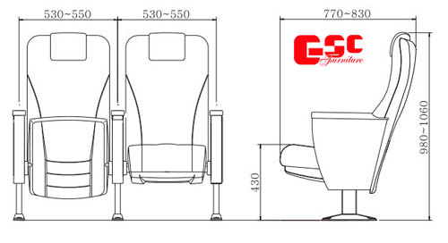 Bản vẽ kỹ thuật ghế hội trường GSC MS-625