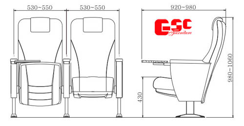 Bản vẽ kỹ thuật ghế hội trường GSC MS-625TB