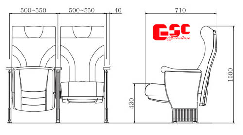 Bản vẽ kỹ thuật ghế hội trường GSC MS-626-1