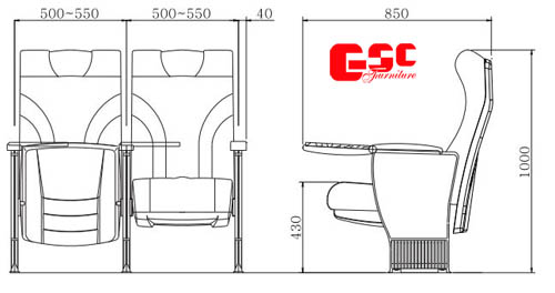 Bản vẽ kỹ thuật ghế hội trường GSC MS-626-1TB