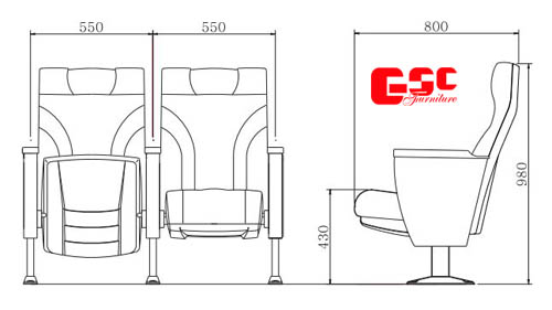 Bản vẽ kỹ thuật ghế hội trường GSC MS-626