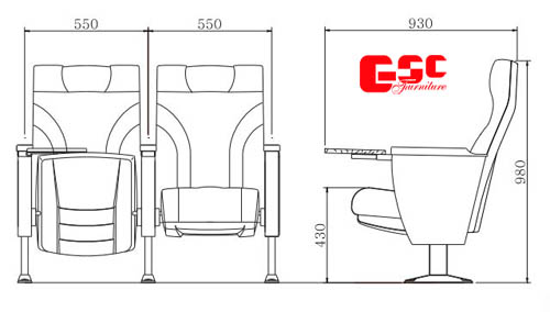 Bản vẽ kỹ thuật ghế hội trường GSC MS-626TB