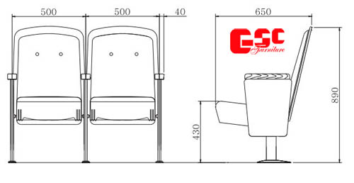 Bản vẽ kỹ thuật ghế hội trường GSC MS-627