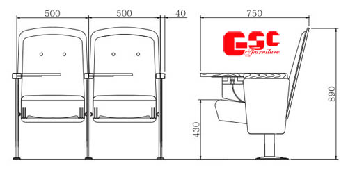 Bản vẽ kỹ thuật ghế hội trường GSC MS-627TB
