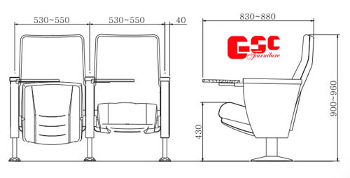 Bản vẽ kỹ thuật ghế hội trường GSC MS-635TB