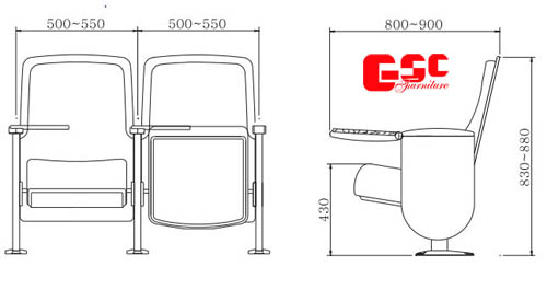Bản vẽ kỹ thuật ghế hội trường GSC MS-636-2TB