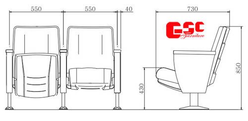 Bản vẽ kỹ thuật ghế hội trường GSC MS-636