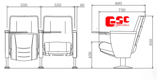 Bản vẽ kỹ thuật ghế hội trường GSC MS-636TB