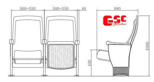 Bản vẽ kỹ thuật ghế hội trường GSC MS-700-1