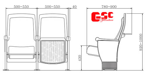 Bản vẽ kỹ thuật ghế hội trường GSC MS-700-1BTB