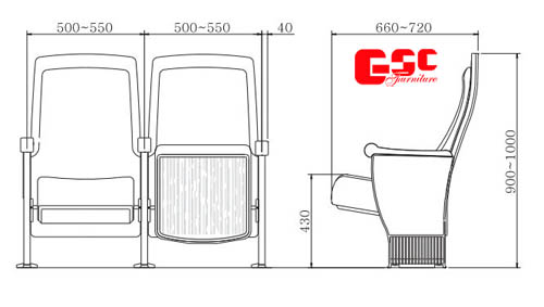 Bản vẽ kỹ thuật ghế hội trường GSC MS-700-1D