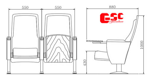 Bản vẽ kỹ thuật ghế hội trường GSC MS-700-1TB