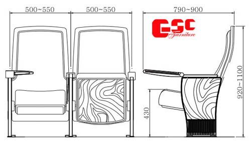 Bản vẽ kỹ thuật ghế hội trường GSC MS-700TB