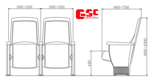 Bản vẽ kỹ thuật ghế hội trường GSC MS-703-1