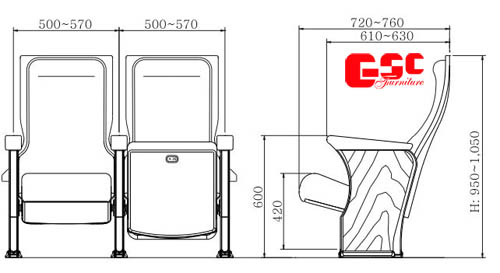 Bản vẽ kỹ thuật ghế hội trường GSC MS-704-2