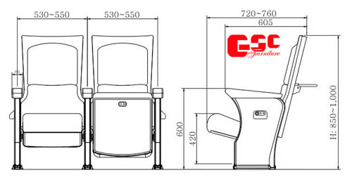 Bản vẽ kỹ thuật ghế hội trường GSC MS-704BTB