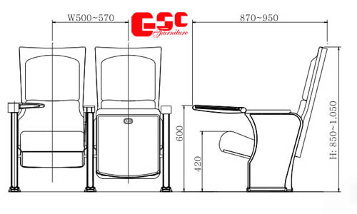Bản vẽ kỹ thuật ghế hội trường GSC MS-704TB