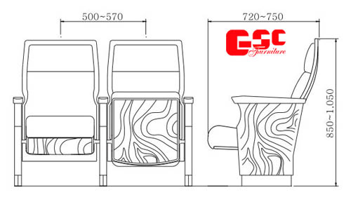 Bản vẽ kỹ thuật ghế hội trường GSC MS-707-1
