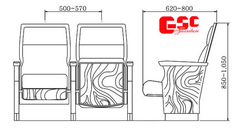 Bản vẽ kỹ thuật ghế hội trường GSC MS-707