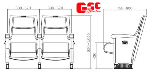 Bản vẽ kỹ thuật ghế hội trường GSC MS-708