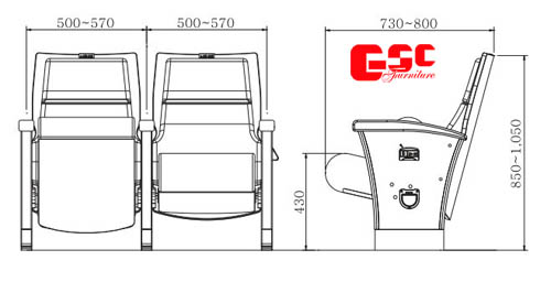 Bản vẽ kỹ thuật ghế hội trường GSC MS-709