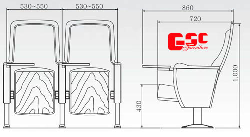 Bản vẽ kỹ thuật ghế hội trường GSC MS-710-1TB