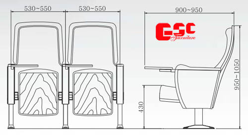 Bản vẽ kỹ thuật ghế hội trường GSC MS-710-2TB