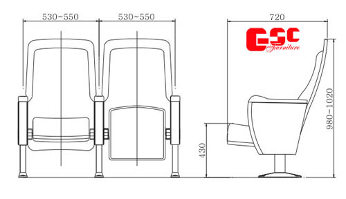 Bản vẽ kỹ thuật ghế hội trường GSC MS-710