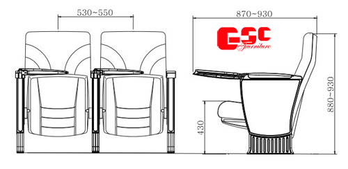 Bản vẽ kỹ thuật ghế hội trường GSC MS-7100TB
