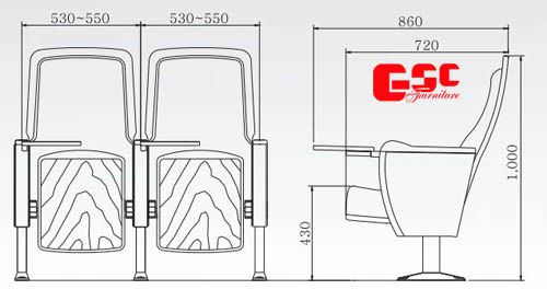 Bản vẽ kỹ thuật ghế hội trường GSC MS-710TB