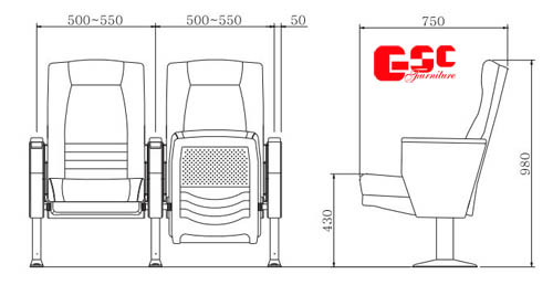 Bản vẽ kỹ thuật ghế hội trường GSC MS-716-1