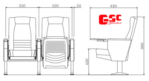 Bản vẽ kỹ thuật ghế hội trường GSC MS-716-1TB