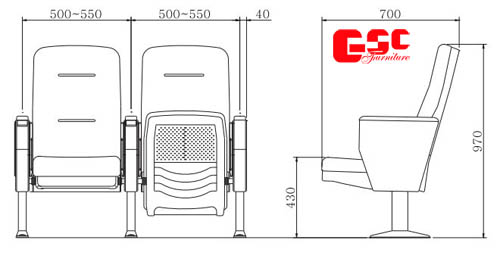 Bản vẽ kỹ thuật ghế hội trường GSC MS-716