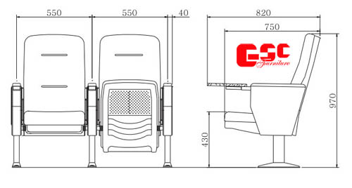 Bản vẽ kỹ thuật ghế hội trường GSC MS-716TB