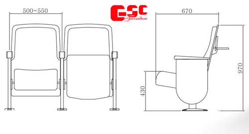 Bản vẽ kỹ thuật ghế hội trường GSC MS-719