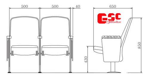 Bản vẽ kỹ thuật ghế hội trường GSC MS-722-1