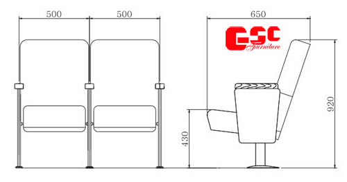 Bản vẽ kỹ thuật ghế hội trường GSC MS-723