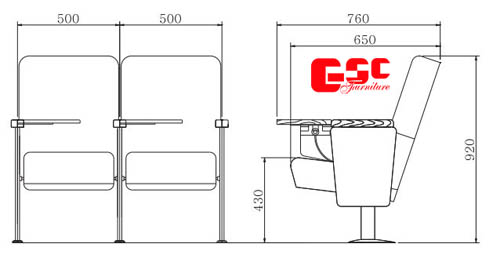 Bản vẽ kỹ thuật ghế hội trường GSC MS-723TB