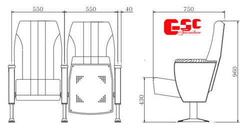 Bản vẽ kỹ thuật ghế hội trường GSC MS-724