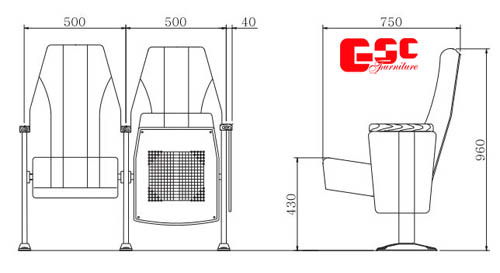 Bản vẽ kỹ thuật ghế hội trường GSC MS-725