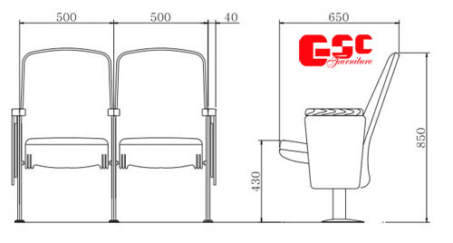 Bản vẽ kỹ thuật ghế hội trường GSC MS-727