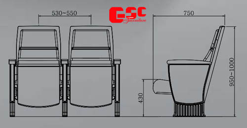 Bản vẽ kỹ thuật ghế hội trường GSC MS-7300