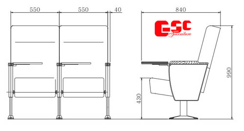 Bản vẽ kỹ thuật ghế hội trường GSC MS-740TB
