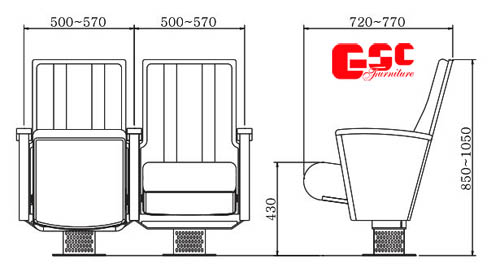 Bản vẽ kỹ thuật ghế hội trường GSC MS-805