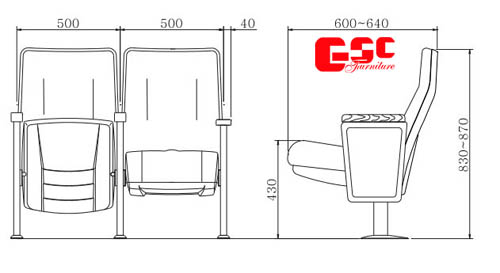 Bản vẽ kỹ thuật ghế hội trường GSC MS-822