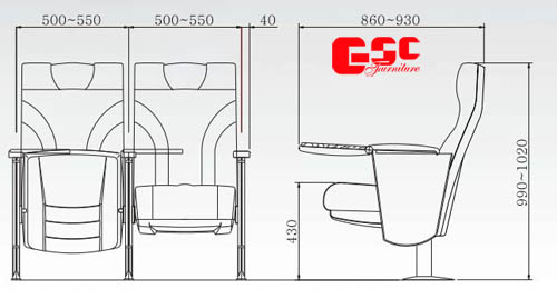 Bản vẽ kỹ thuật ghế hội trường GSC MS-826TB