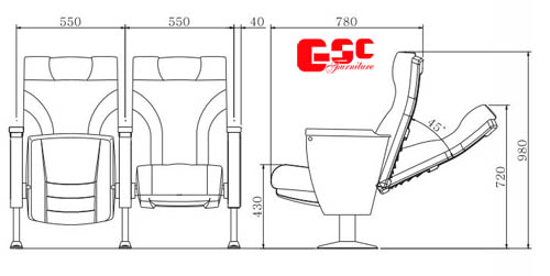 Bản vẽ kỹ thuật ghế hội trường GSC MS-916